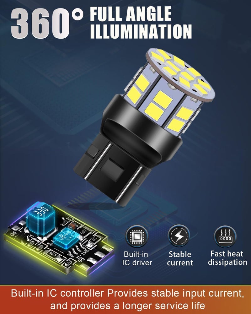 LEDYOTRY مصباح LED 7443 7440، ساطع للغاية 7444 7441 W21W T20 مصابيح بديلة لأضواء الرجوع للخلف، أضواء الفرامل، أضواء الذيل، أضواء التشغيل النهارية أو أضواء الانتظار، بيضاء (عبوة من 4)  - Image 5